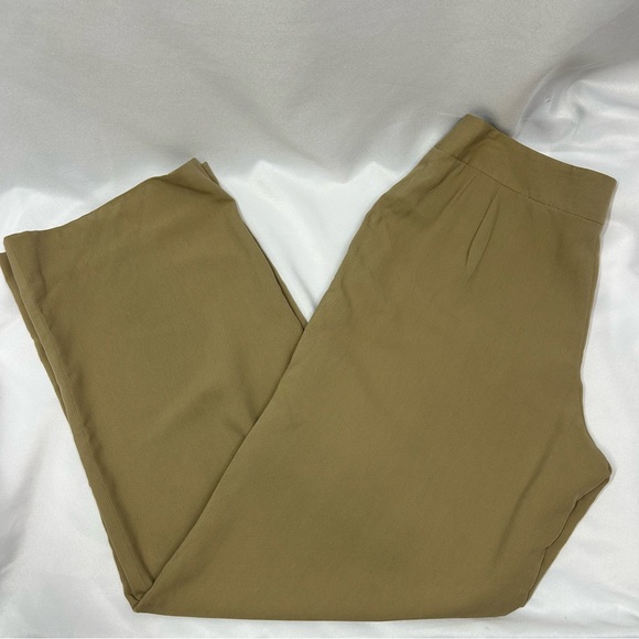 Giorgio Armani | Borgo 21 100% Pure Silk Trousers Tan Women’s Size EU 46/US 10 - Picture 1 of 16